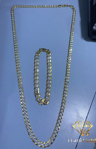 Cuban Link & Bracelets Two Tones 14k