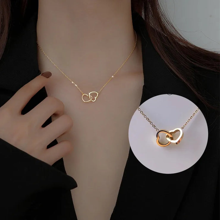 Double Heart  Chain Gold 14k