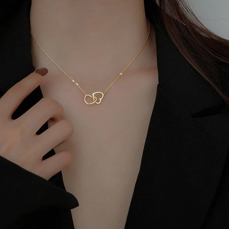 Double Heart  Chain Gold 14k